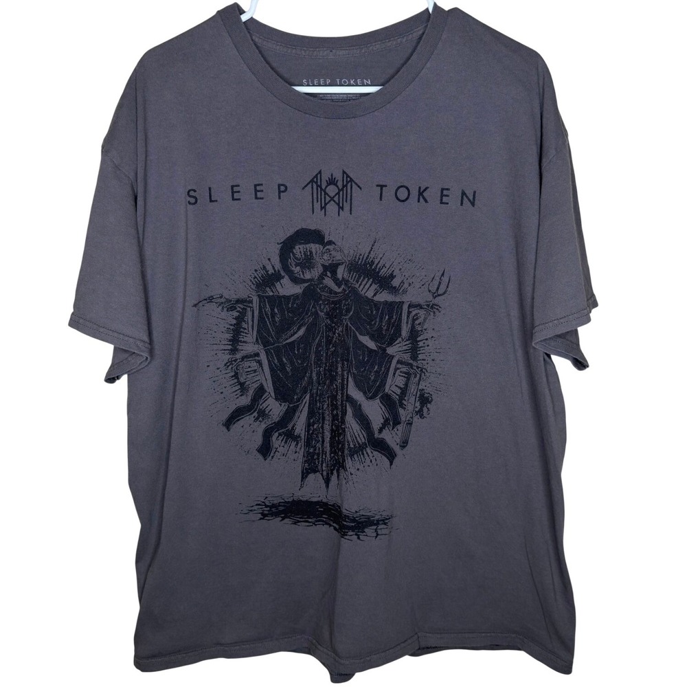 Sleep Token Band Graphic T-Shirt Mens XL Charcoal Grey Occult Print Cotton Tee